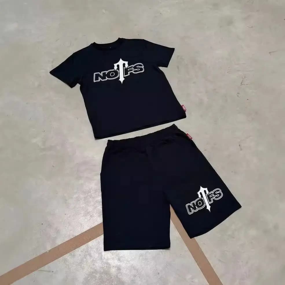 Tuta sportiva hip-hop allentata estiva e autunnale Pantaloncini a maniche corte con stampa di nuove lettere europee e americane per uomo e donna