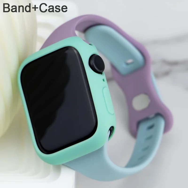 Custodia morbida con cinturino in silicone per cinturino Apple Watch 8 7 SE 41mm 45mm protezione braccialetto sportivo per IWatch 6 5 4 3 2 1 44 42mm 38 40mm