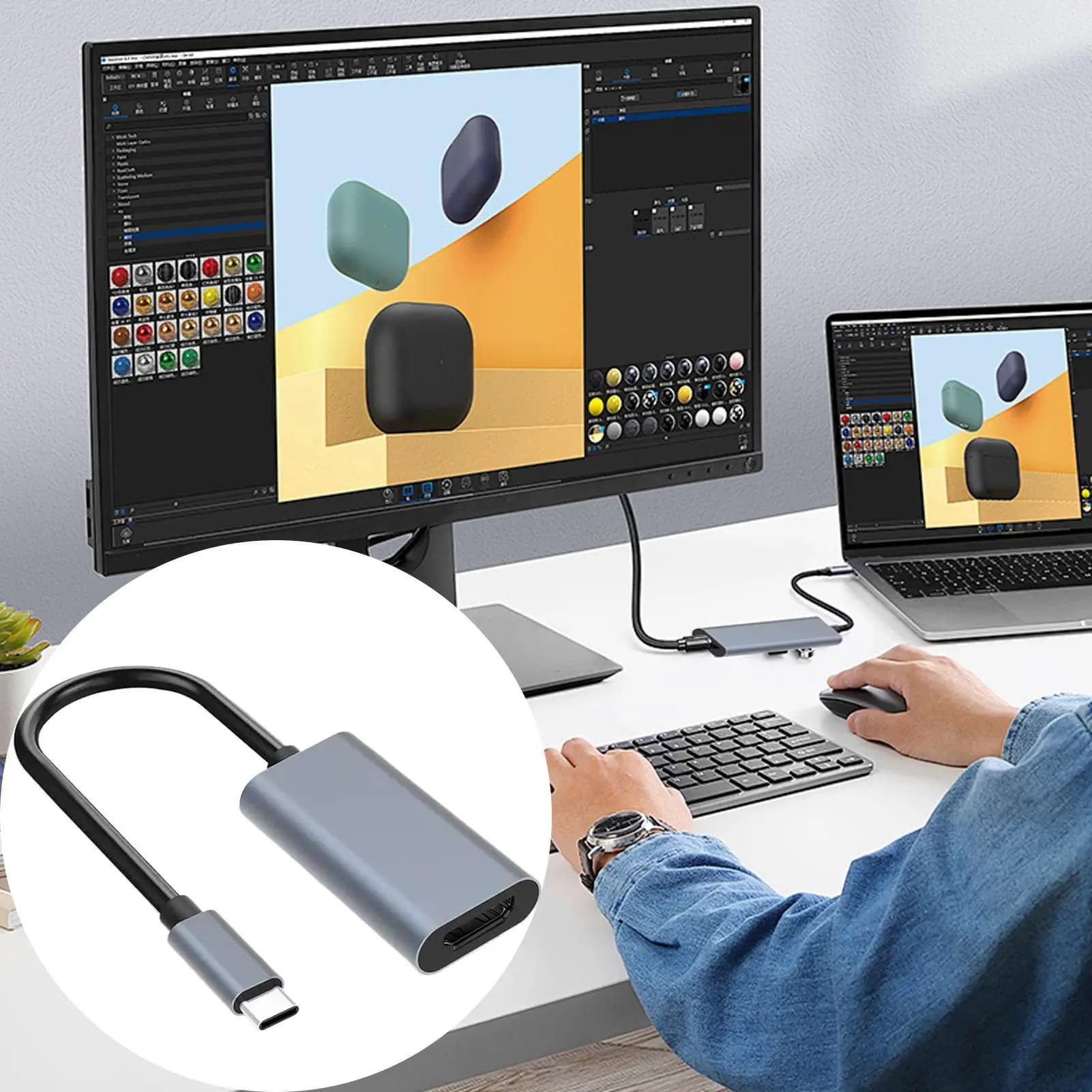 Display cable for HDTV 4K30HZ Type-C Phone Computer HDTV cable for television Laptop Business Video Audio