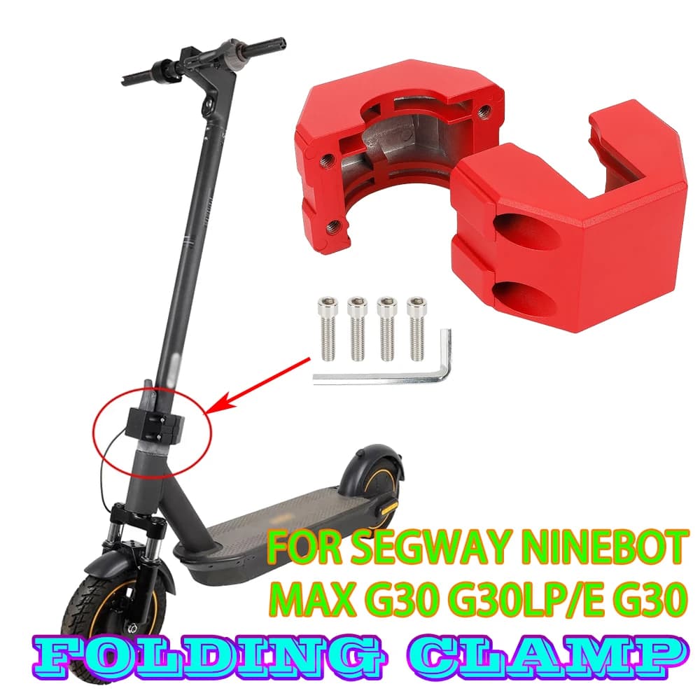 Morsetto Pieghevole in Alluminio per Fissaggio Asta Verticale, Accessori per Monopattini Elettrici Segway Ninebot Max G30 G30LP/E G30