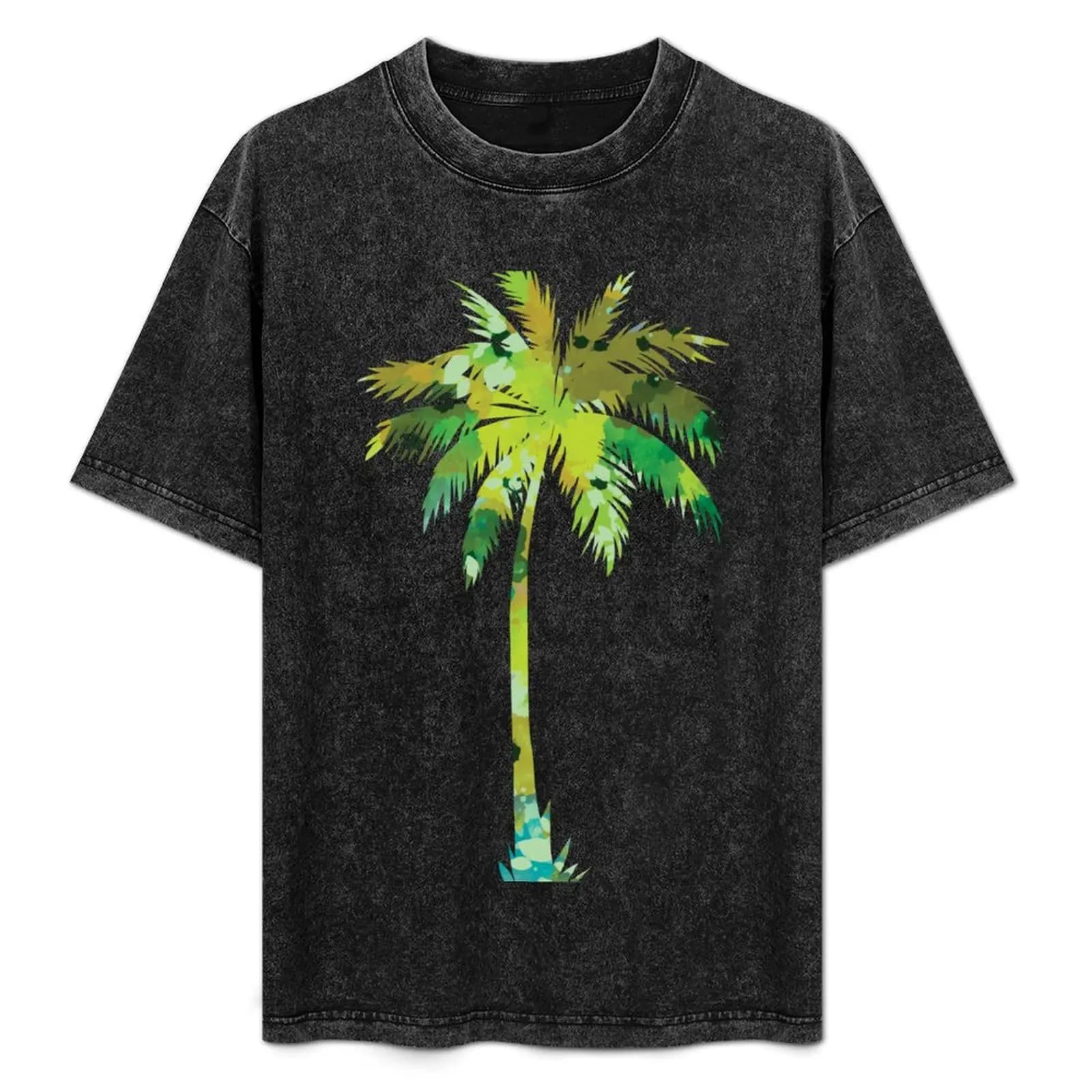 Palm Tree with green pattern T-Shirt Street Style Casual Tee Shirt