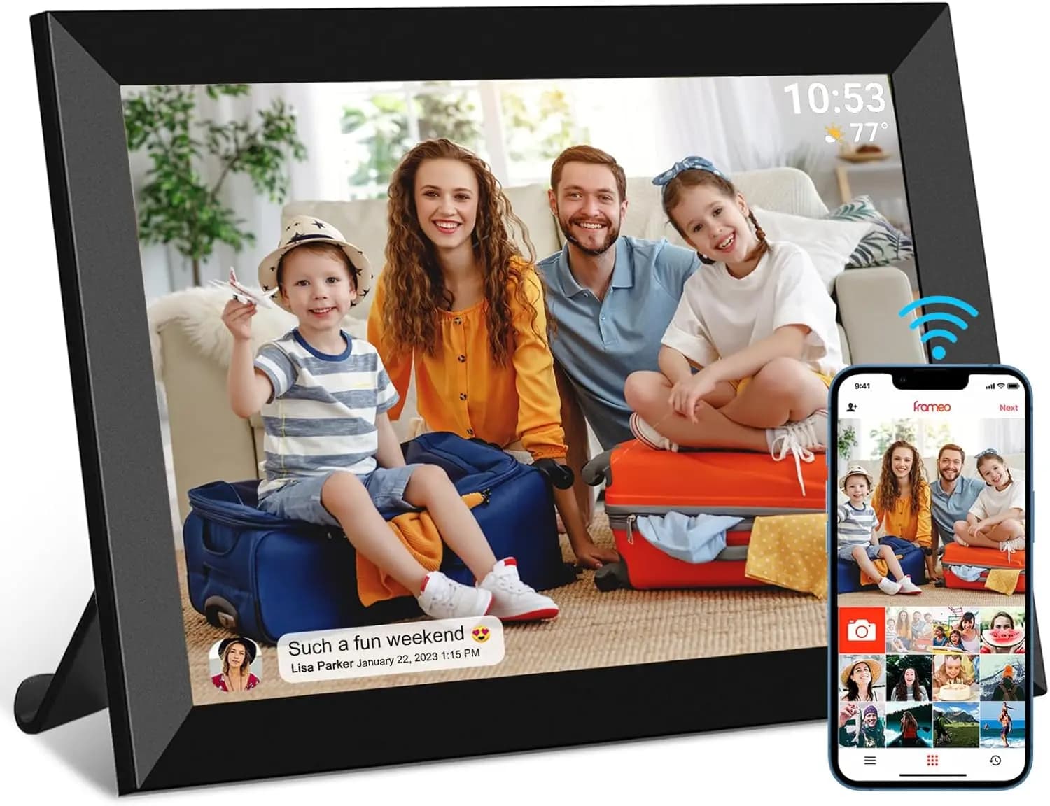 Cornice Digitale WiFi Touch IPS da 10.1 Pollici, 1280x800, Rotazione Automatica, 32GB, Condivisione tramite App