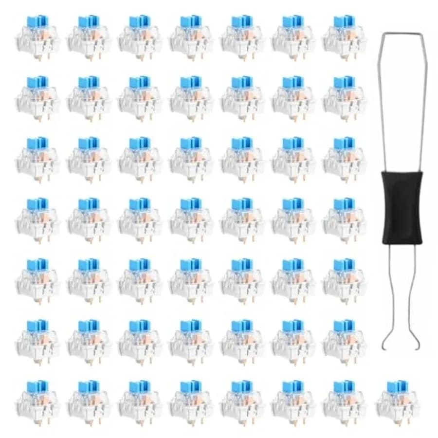 50 interruttori meccanici per tastiera, interruttori a 3 pin con click, con estrattore di interruttori, tasti di ricambio impermeabili per tastiera