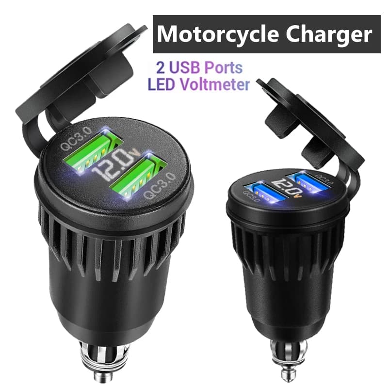Caricatore USB per moto 12v Presa USB per moto 36W con voltmetro Adattatore da Din a USB per BMW