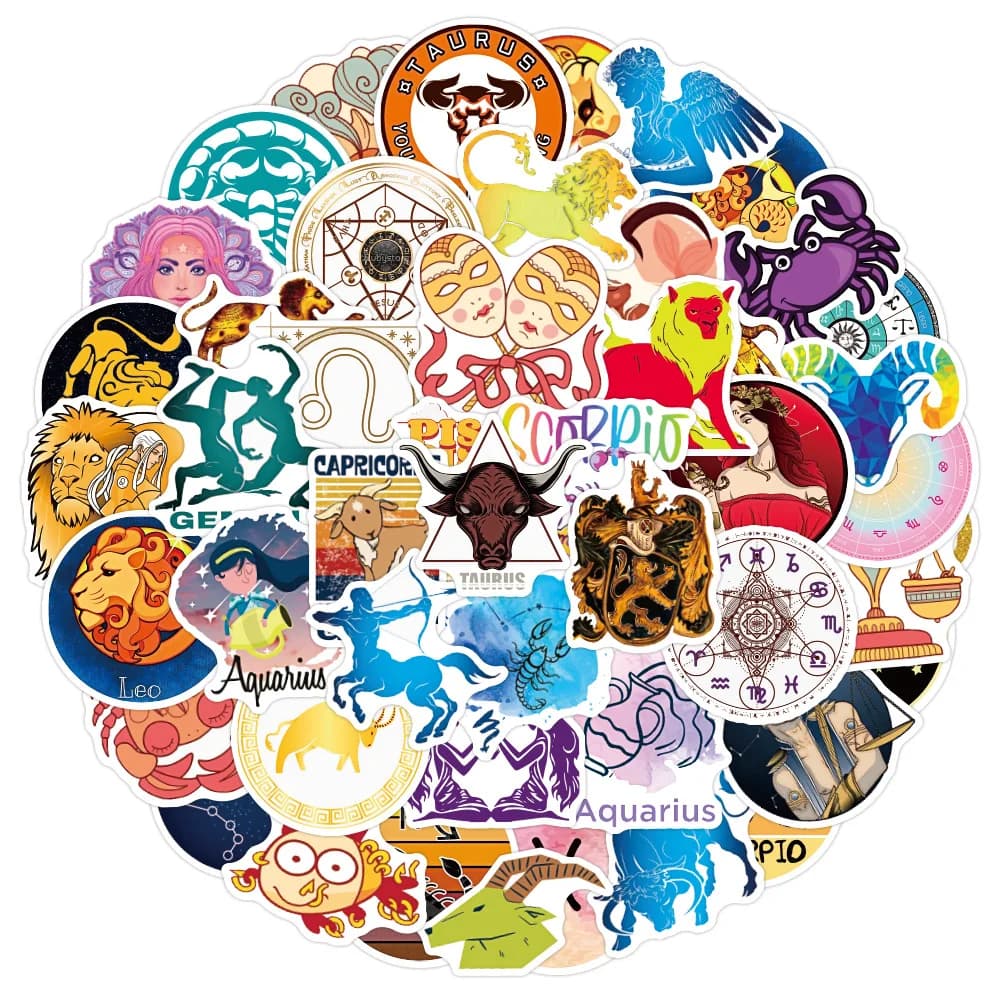 10/30/50 pezzi 12 costellazioni adesivi cartoni animati decorazione personalizzata astucci per computer bagagli chitarra impermeabile fai da te