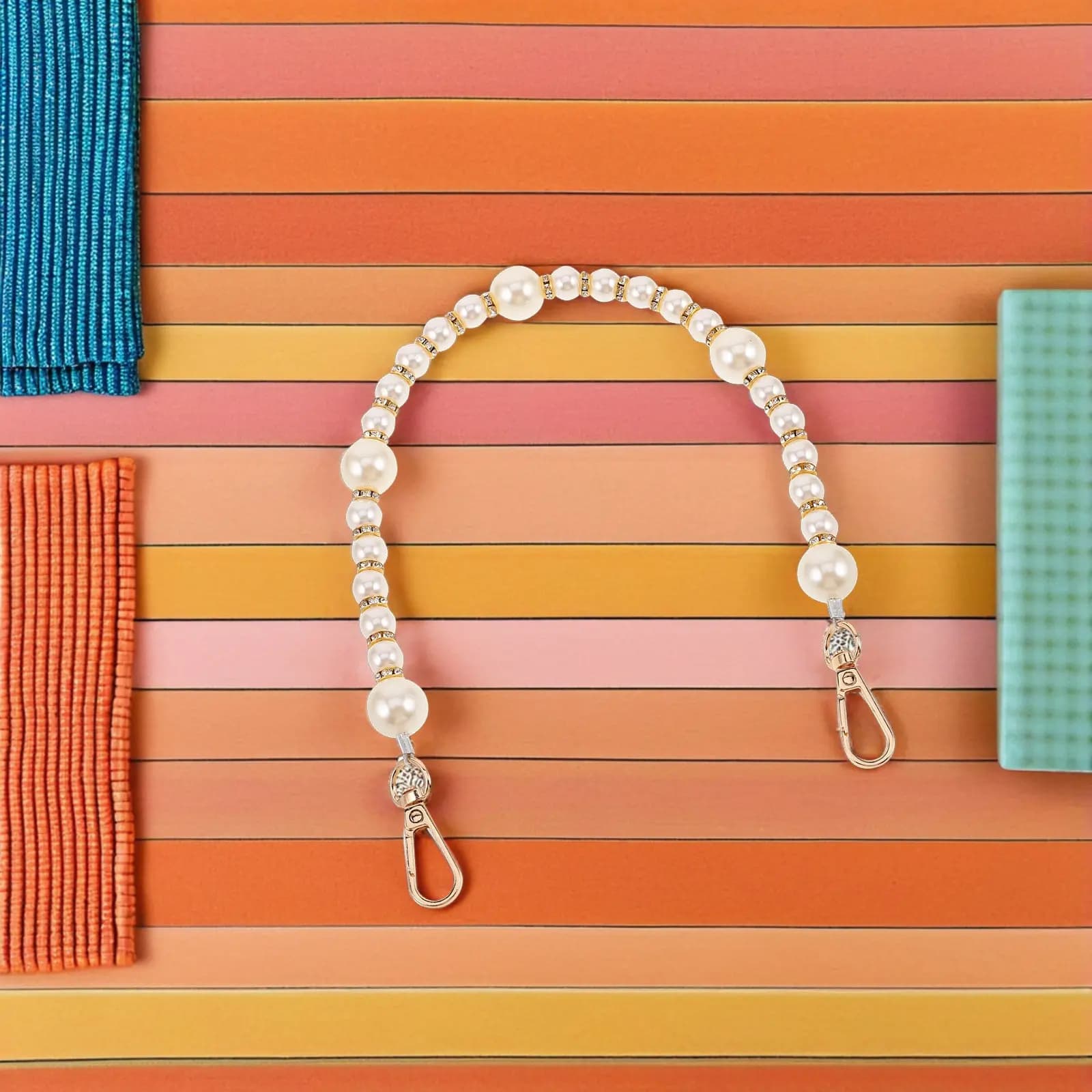 2Pcs Decorative Bag Chain Strap Imitation Pearl Metal Link for Purse Handbag Shoulder Bag Extension Elegance Design