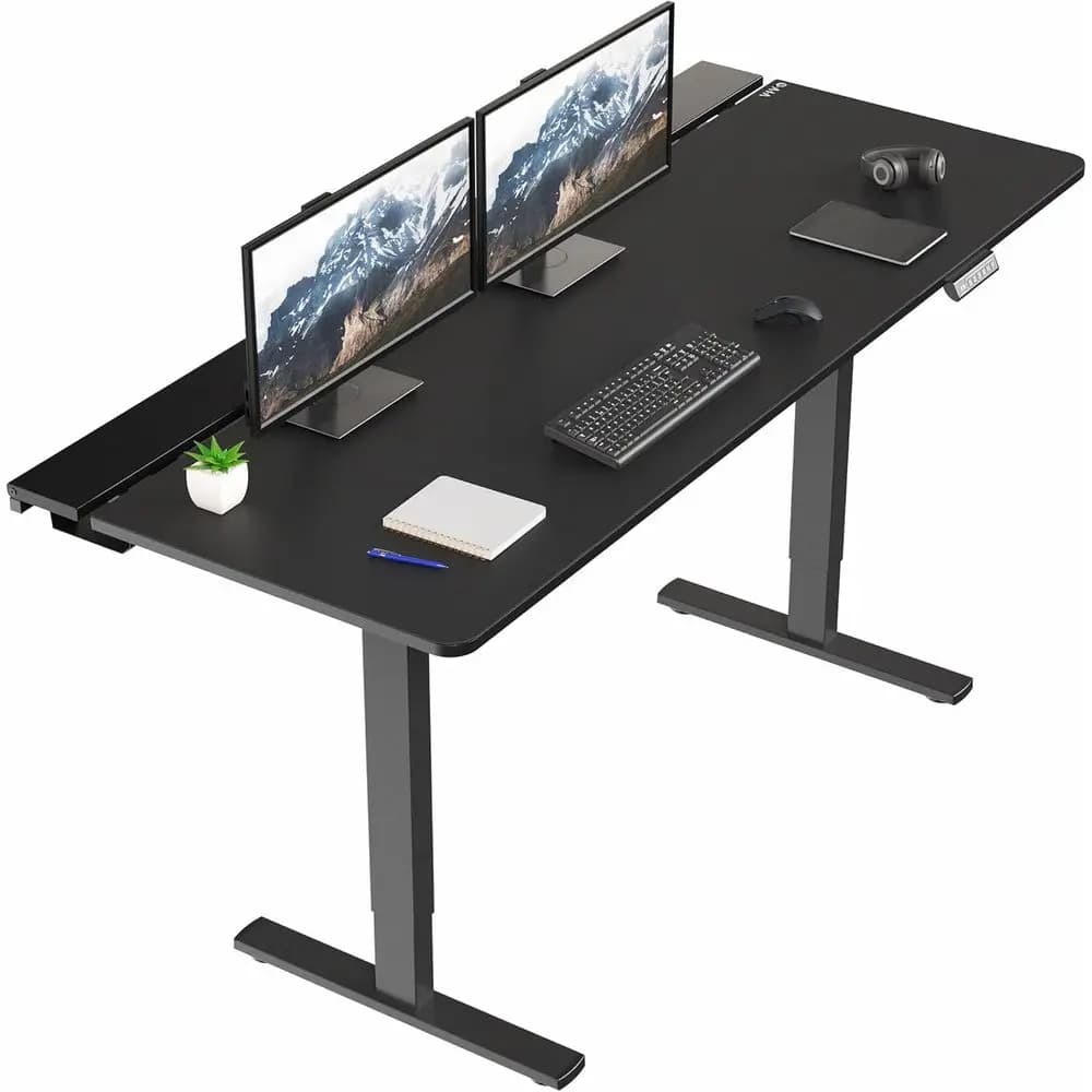 Scrivania da gaming regolabile in altezza 71 x 30, gestione cavi, tappetino per mouse a grandezza naturale, supporta fino a 220 libbre, nero