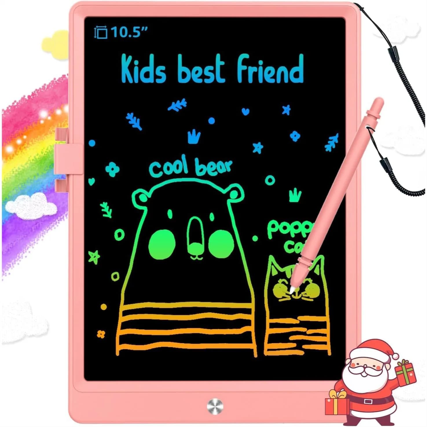 Tablet LCD da 10,5 Pollici per Bambini, Tavoletta da Disegno Colorata con Blocco Cancellabile, Regalo da Viaggio per Bambini e Bambine dai 3 agli 8 Anni, Rosa