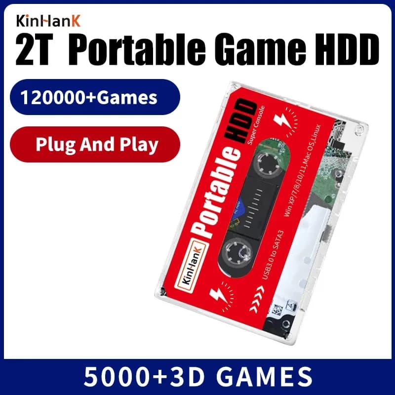 120,000 + giochi per PS3/PS2/WIIU/WII/PS1/N64/Sega disco rigido portatile per gioco esterno 2TB HDD SATA 3 per Laptop/Windows/Mac OS