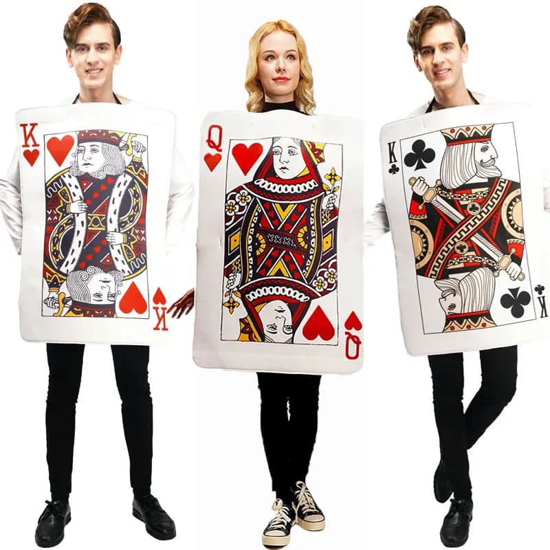 Umorden Uomini adulti Donne Carte da gioco Poker Re e Regina di Cuori Club K Q Costume Cosplay Tunica Abito in spugna
