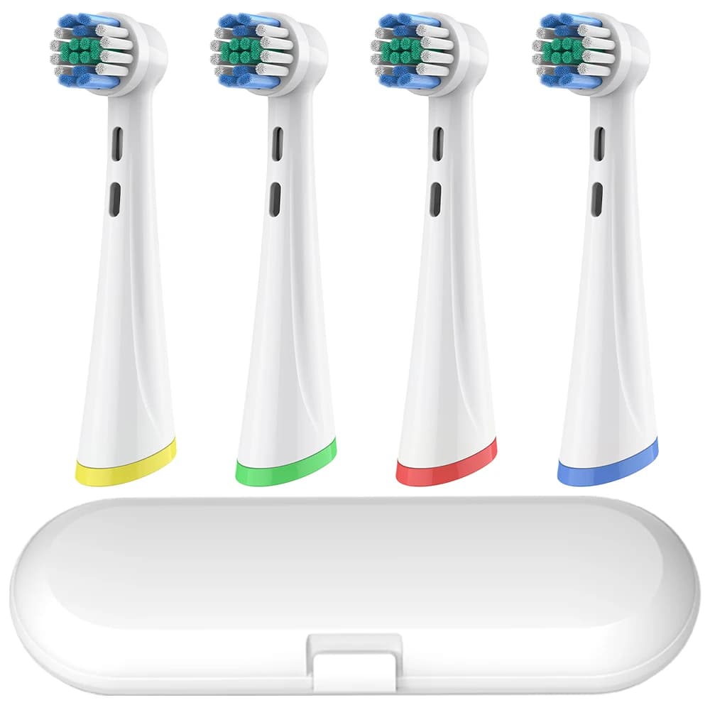 Scatola protettiva per spazzolino e confezione da 4 testine di ricambio compatibili con lo spazzolino elettrico Oral B iO 2/3/4/5/6/7/8/9/10