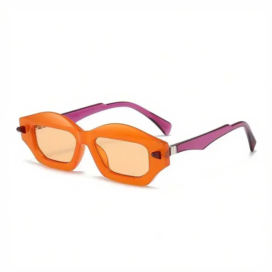 Occhiali da sole eleganti con montatura piccola arancione per donna, occhiali casual moderni