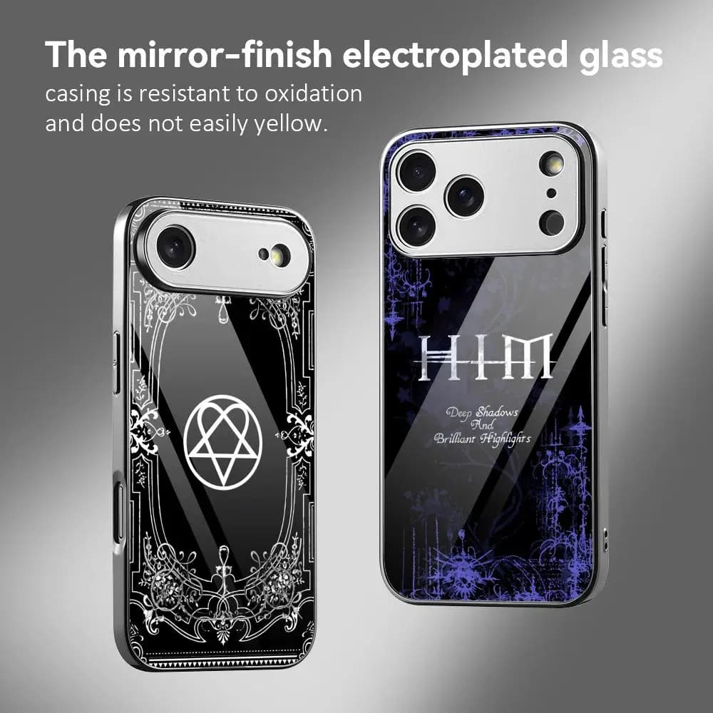 Custodia per telefono ROCK Band H-HIM per iPhone 17 16 15 14 13 12 Pro Max Plus, antiurto con paraurti in metallo galvanizzato