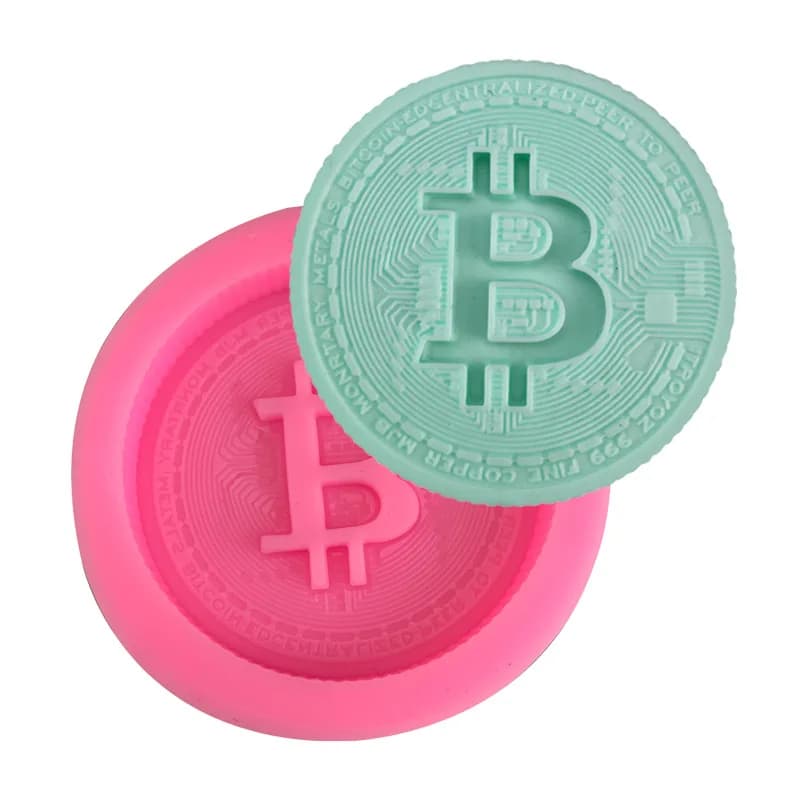 1/3 pz Valuta Logo Sapone Torta In Silicone Strumenti di Decorazione di Cottura Bitcoin Stampo Per Cioccolato Stampo A Gocciolamento Per Candela A Rilascio Facile