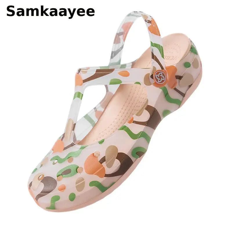 35-40 Sandali Donna Ciabatte Zoccoli Scarpe da spiaggia estive Pantofole con plateau con fondo morbido femminile Stampa