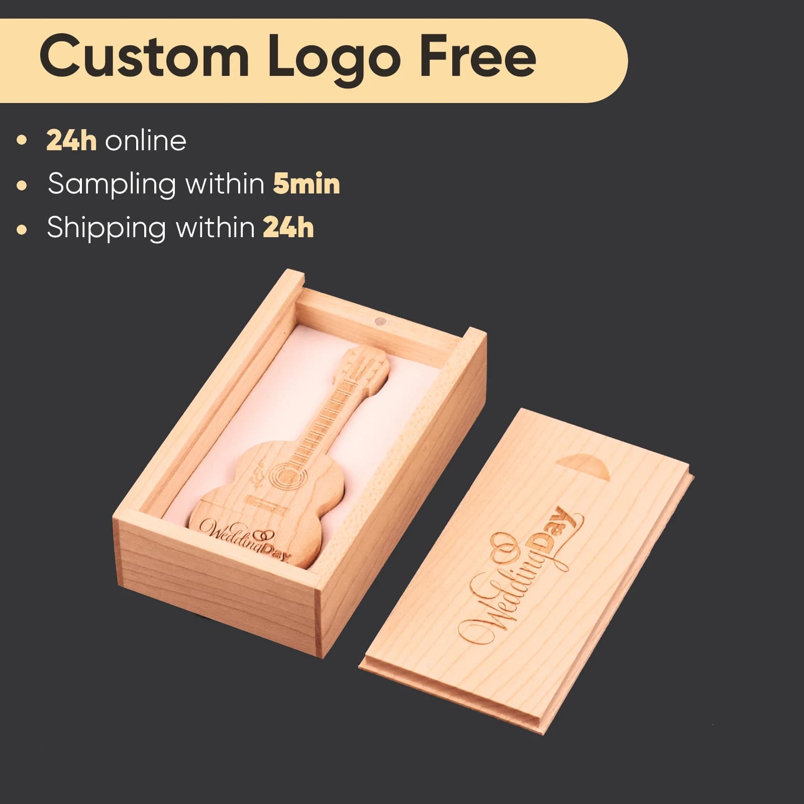 USB3.0 Chitarra in legno Chiavetta USB 3.0 Logo personalizzato gratuito Pen Drive Memory Stick Dispositivo di archiviazione Pendrive 16 GB 32 GB 64 GB 128 GB