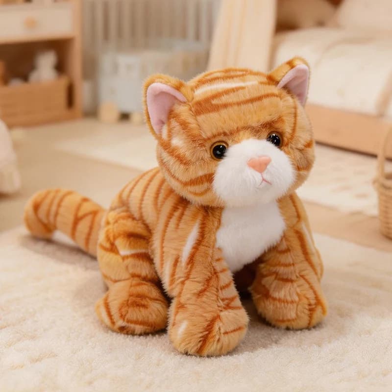 Soft Fluffy Cat Plush Pillow with Cute Face Stuffed Animal Ideal for Cuddling, Holiday Presents and Home Ornaments
