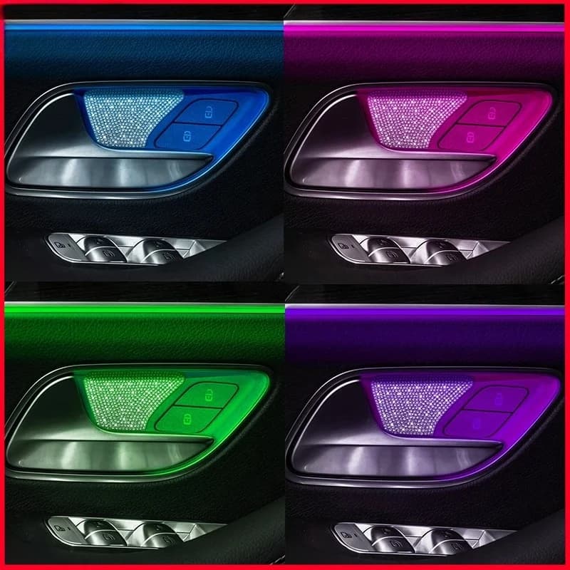 For Benz A GLA GLB CLA W177 C118 H247 X247 Interior Door Bowl Diamond Sticker Ambient Light Modification Accessories 2/4PCS