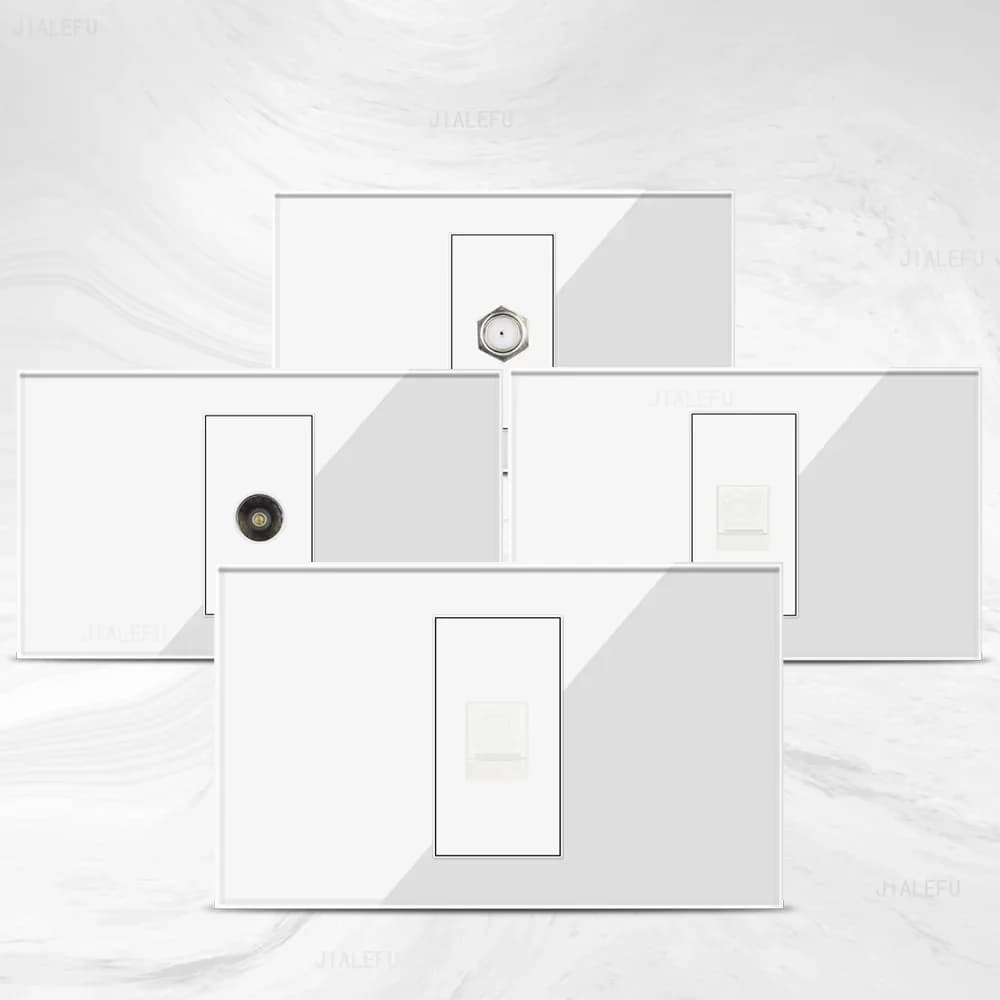 DELEFU Pannello in vetro bianco 3/1 Presa a muro multifunzionale Presa NET CAT6 CAT5 SAT TV Tel Tuya Interruttore WIFI Smart