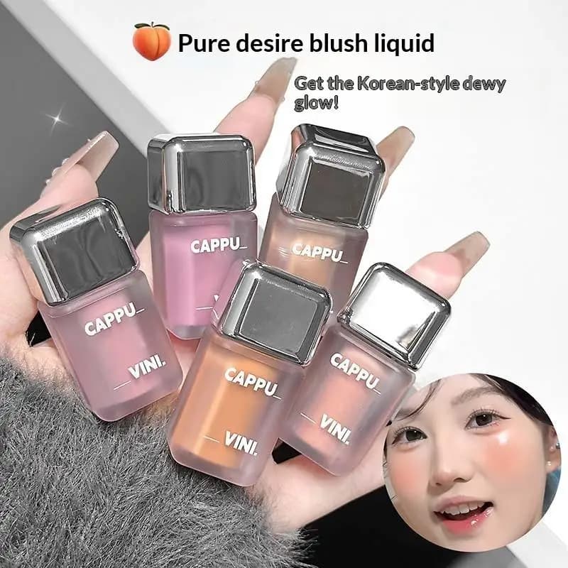 Blush Liquido Opaco Cappuvini, Fard Vellutato Arancione e Pesca, Pigmento Viso a Lunga Durata, Tinta Naturale per Guance, Crema Blush per Makeup