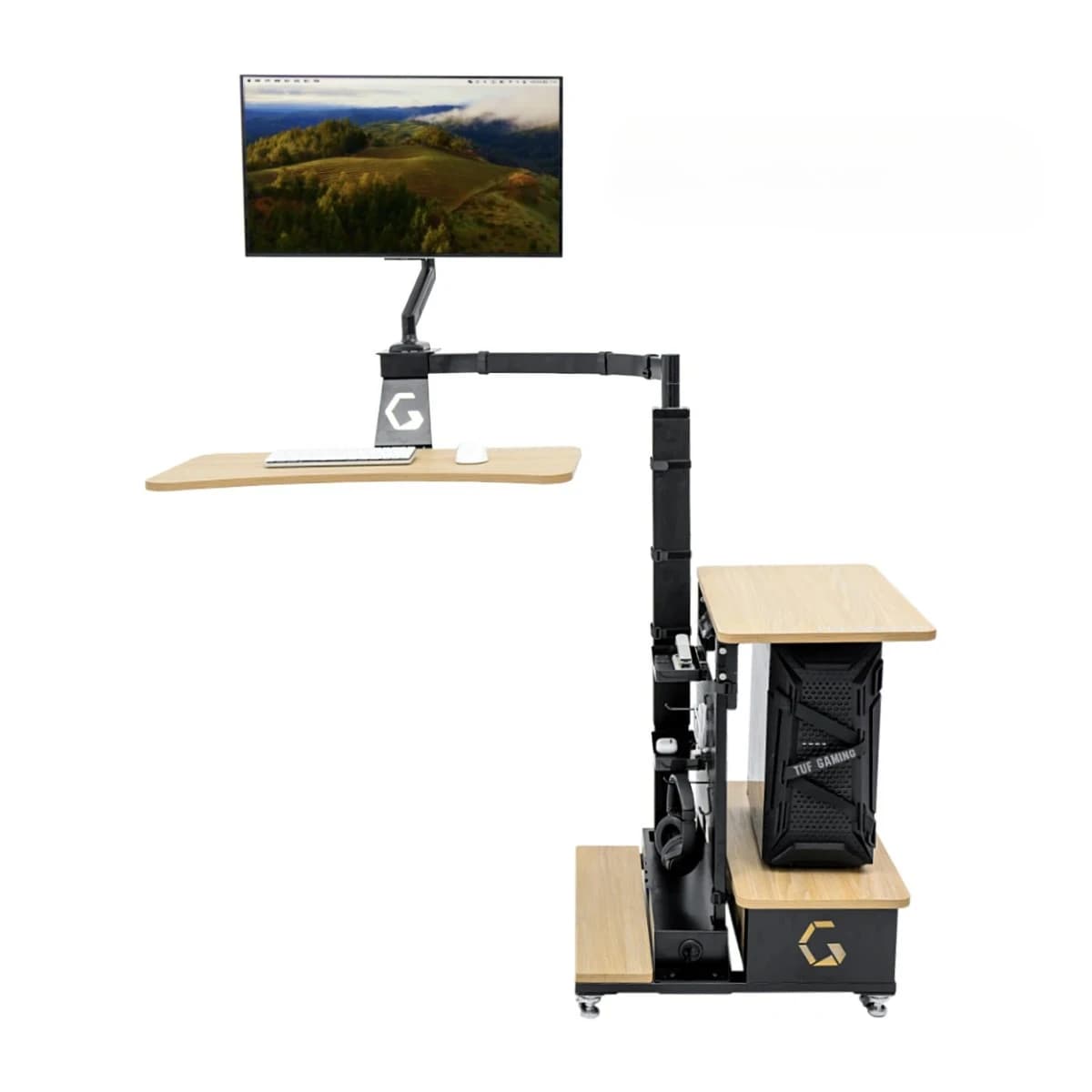 Tavolo Elettrico Multifunzionale con Sollevamento a Sospensione, Supporto per Monitor, Set Tavolo e Sedia per Computer, Sollevabile per Uso Domestico