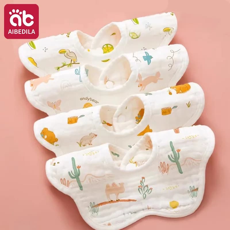 AIBEDILA 3/5 Pezzi Bavaglini per Neonati in Cotone, Asciugamano Assorbente per Saliva, Panno per Ruttino, Bandana per Bambini e Bambine