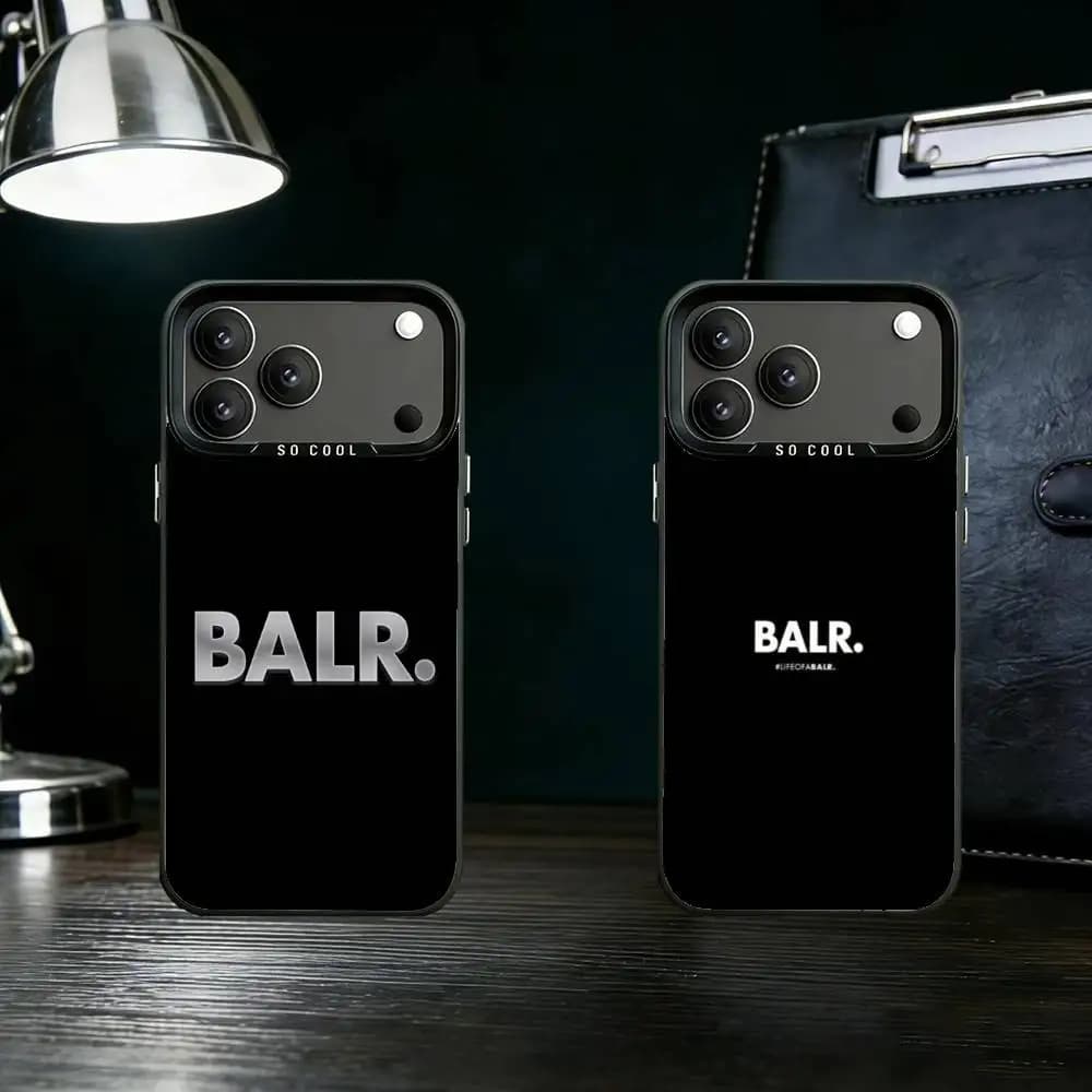 Brand B-BALR Logo Phone Case For iPhone 17 16 15 14 13 12 11 Pro Max Plus Silver Matte Black Cover