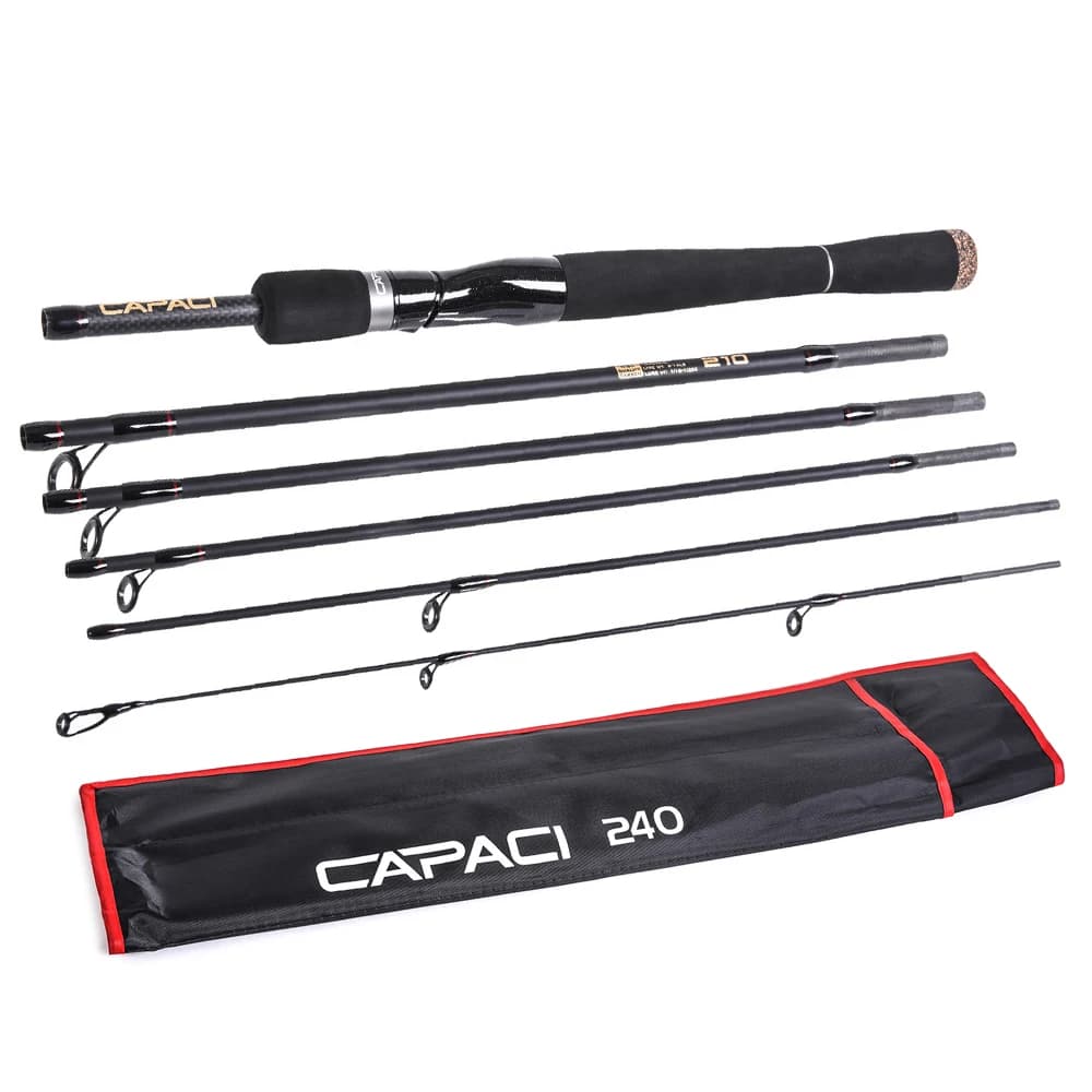 2.1m / 2.4m 6 sezioni canna da pesca spinning in carbonio canna da pesca con esca canna da pesca attrezzatura da pesca con canna a mano