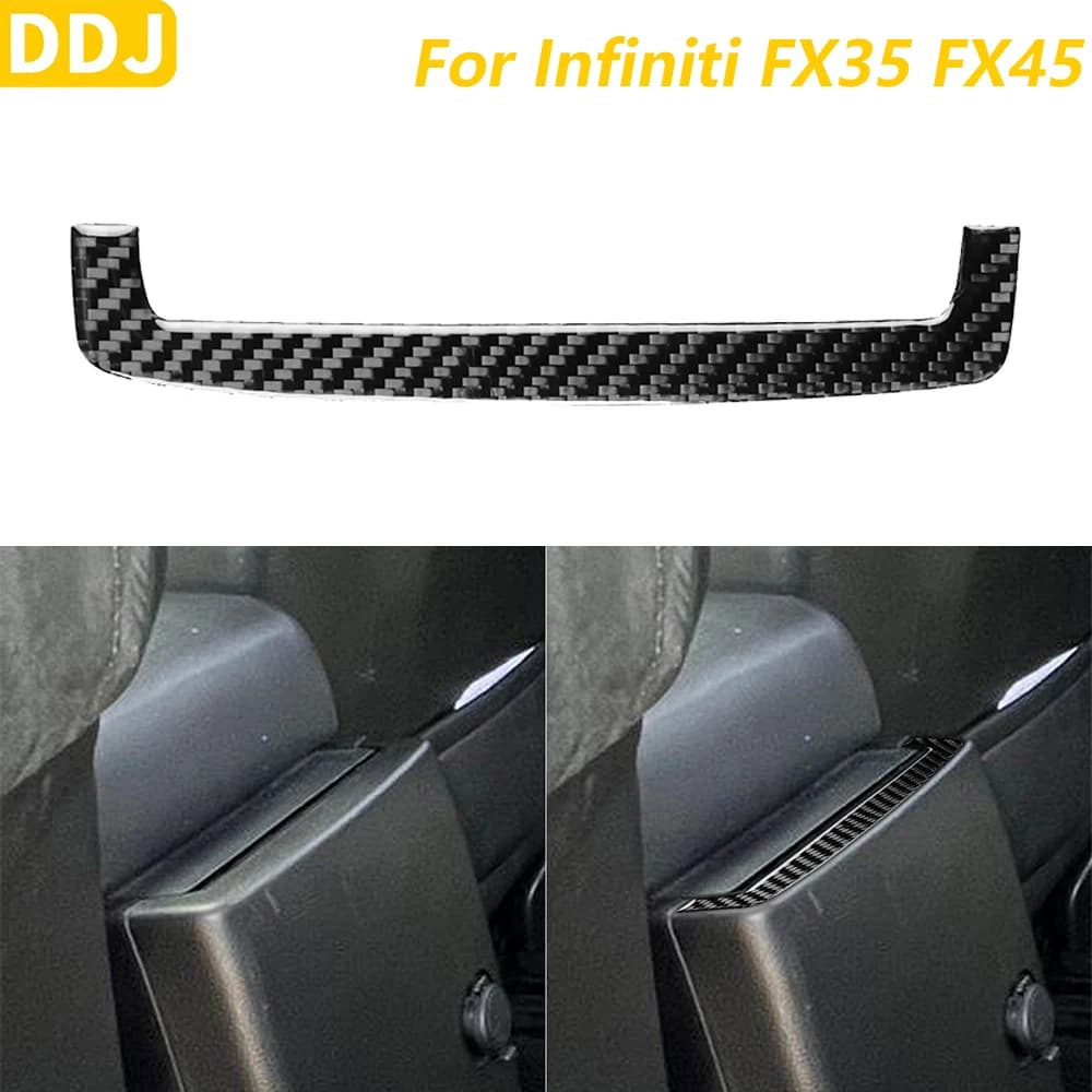 Copertura del pannello posteriore del bracciolo centrale in fibra di carbonio morbida per Infiniti FX35 FX45 S50 2006-2008, accessori interni, adesivo