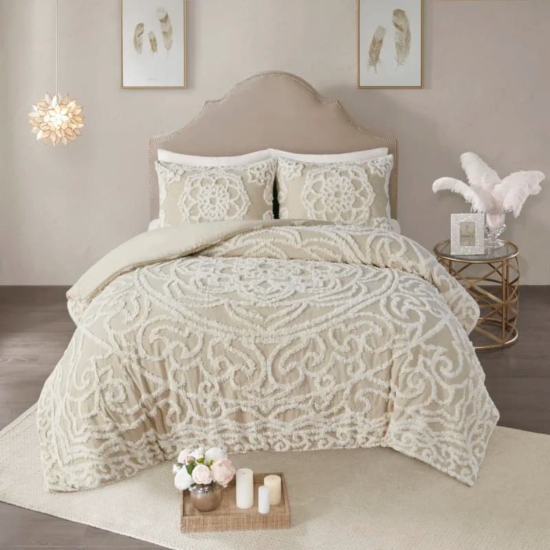 Full/Queen 3 piece Tufted Cotton duvet cover set