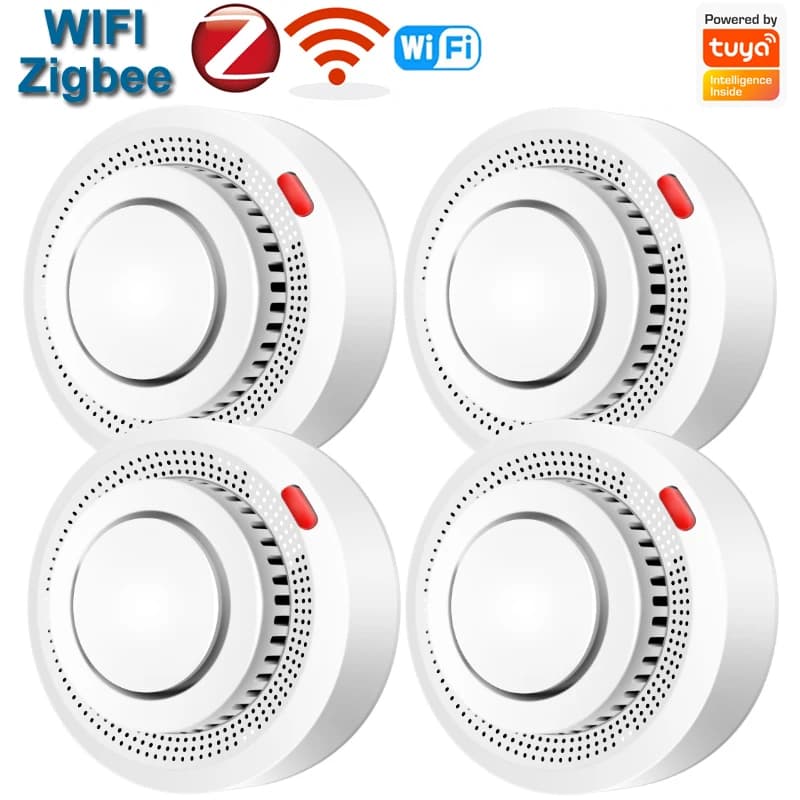 Sensore di Fumo WiFi/Zigbee Tuya, Allarme Antincendio Compatibile con App Smart Life, Notifiche Push, Sistema di Sicurezza Domestica Intelligente
