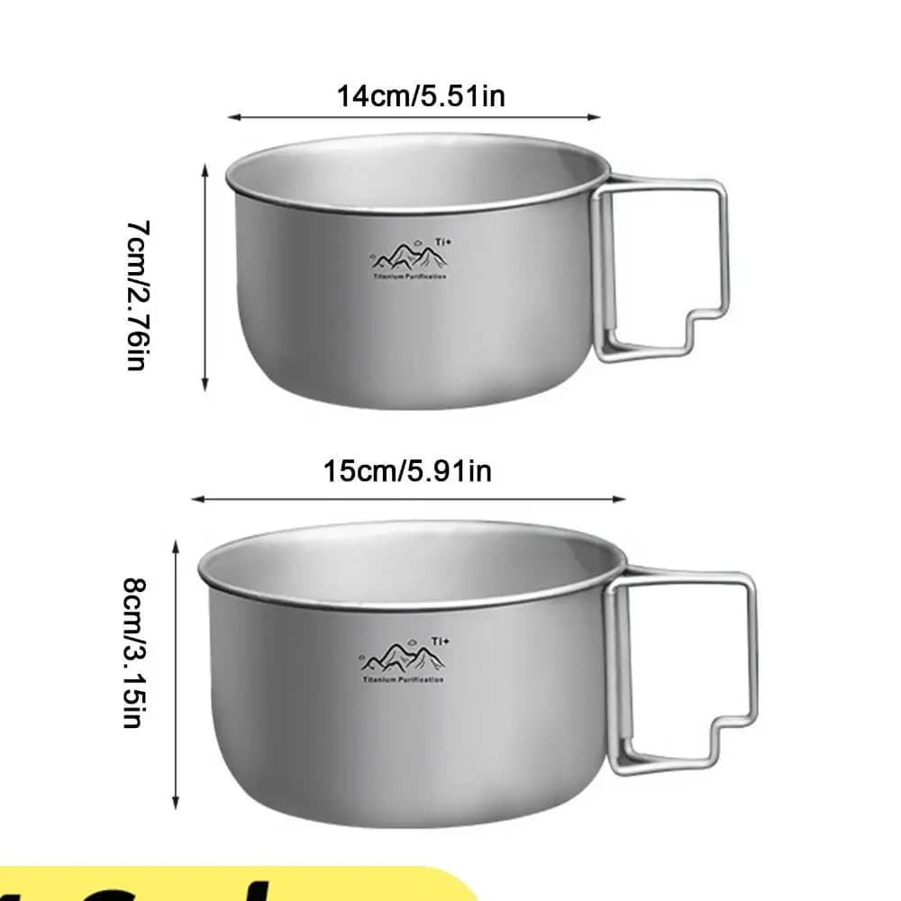 Pentola da Campeggio in Titanio 1.2L 1.4L con Manico Pieghevole, Utensile da Cucina Portatile per Escursionismo, Cucina all'Aperto, Fornello Singolo, Picnic
