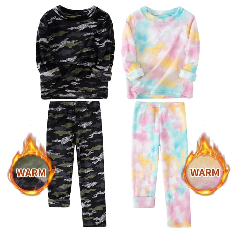 2Pcs Winter Children's Set For Warmth Suitable For Boys/Girls Plush Thick Comfortable Fashionable Gradient Printinga Fashionable