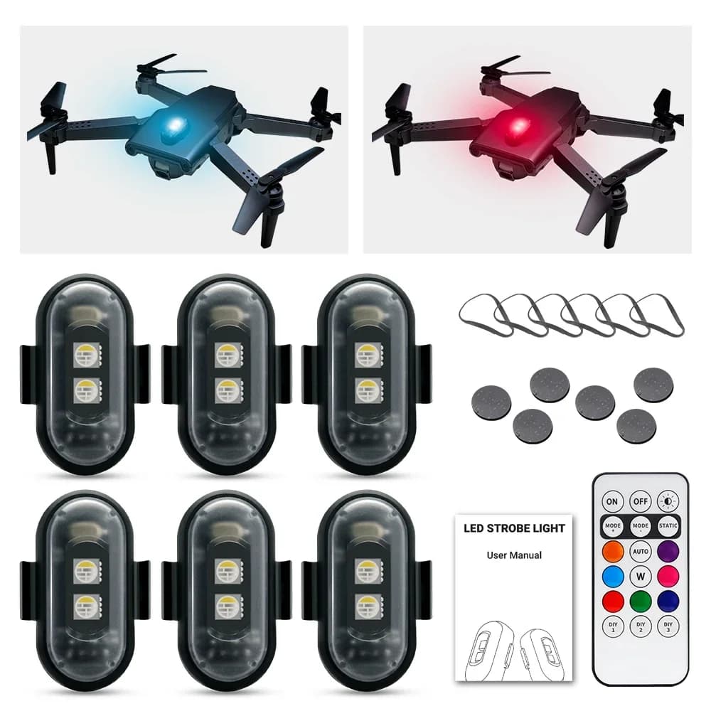 Luce Stroboscopica per Moto, LED RGB Controllabile via App, Universale per Scooter/Auto/Caschi/Droni, 5V