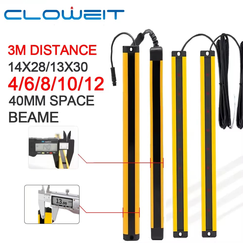 Cloweit 14X28 Safety light curtains RC/H4004/6/8/10/12 0.2-3 m Detection distance Super slim grid protection for tight spaces