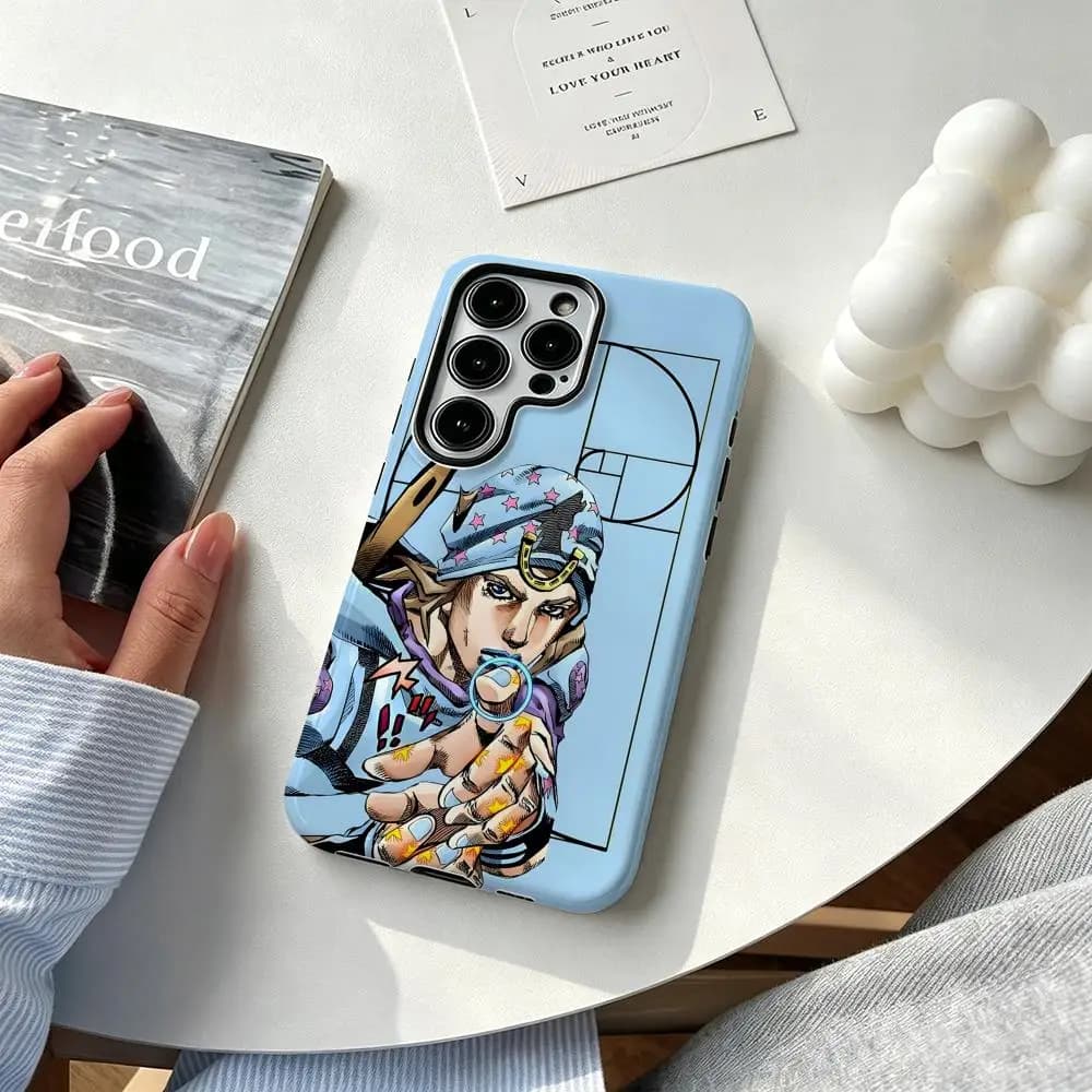Hot cool Anime J-JOJO Steel Ball Run Phone Case For Samsung Galaxy S25 S24 S23 S22 S21 Plus Ultra 2-in-1 Glossy shell