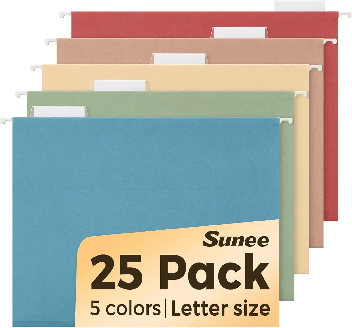 Cartelle Portadocumenti Retrò Colorate, Confezione da 25 Formato Letter con Linguette a 1/5 di Taglio per Organizzazione Casa e Ufficio