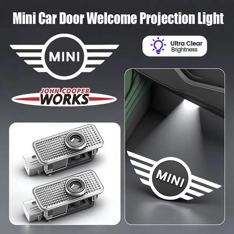 Luci di benvenuto a LED HD con logo per portiera auto, proiettori accessori per MINI Cooper S Works JCW R55 R56 R50 R53 R60 R61 F54 F55 F56