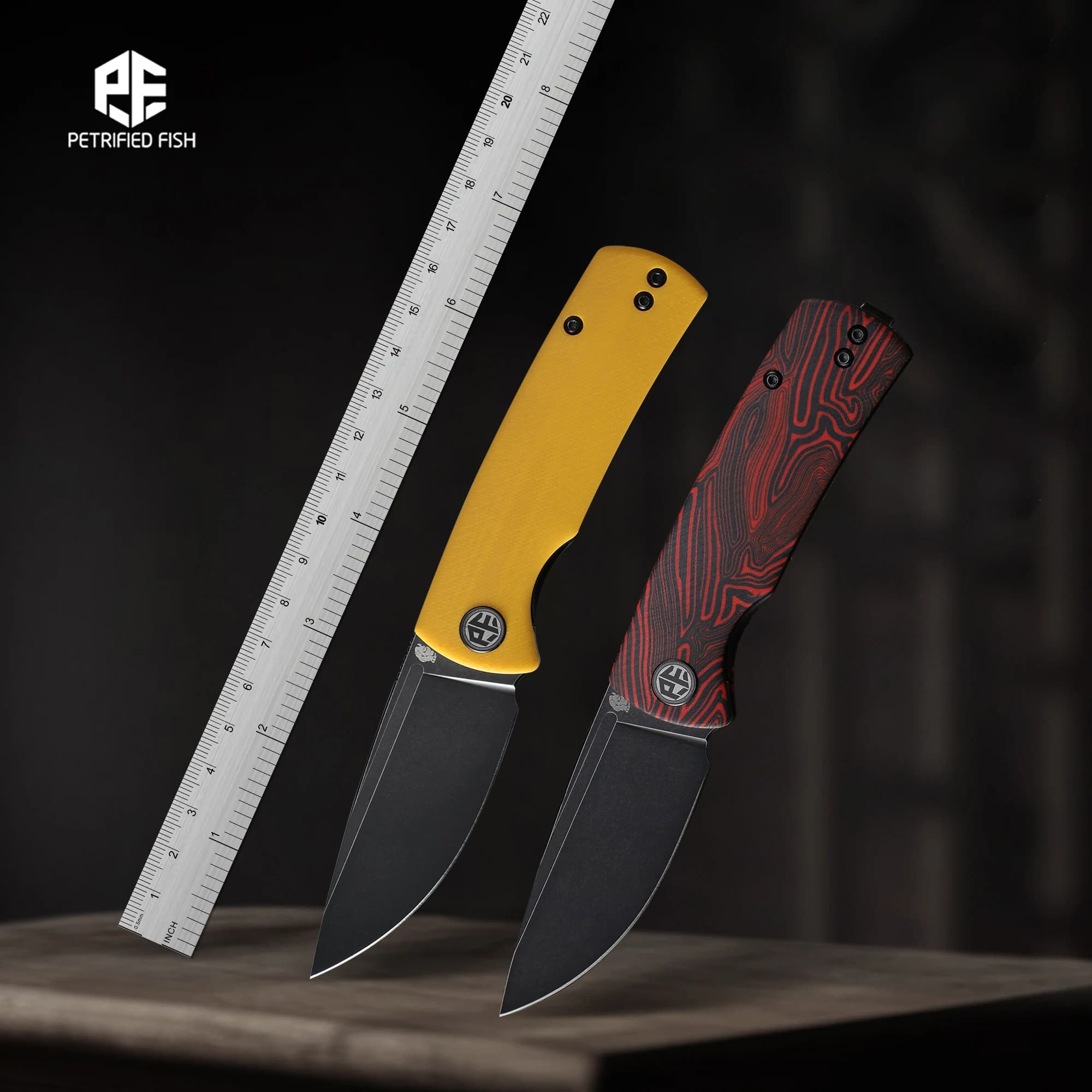 Coltello Pieghevole Piccolo Petrified Fish PFP01X, Mini Coltello Tascabile Leggero da Pesca in Acciaio 14C28N, Manico G10, Cuscinetto a Sfera, Strumento EDC
