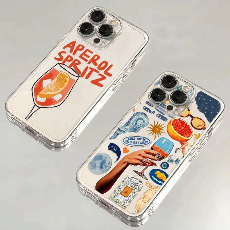 Cover Trasparente Antiurto Cool Aperol Spritz per iPhone 17 16 15 11 12 14 13 Pro Max Mini XS XR 7 Plus 17E