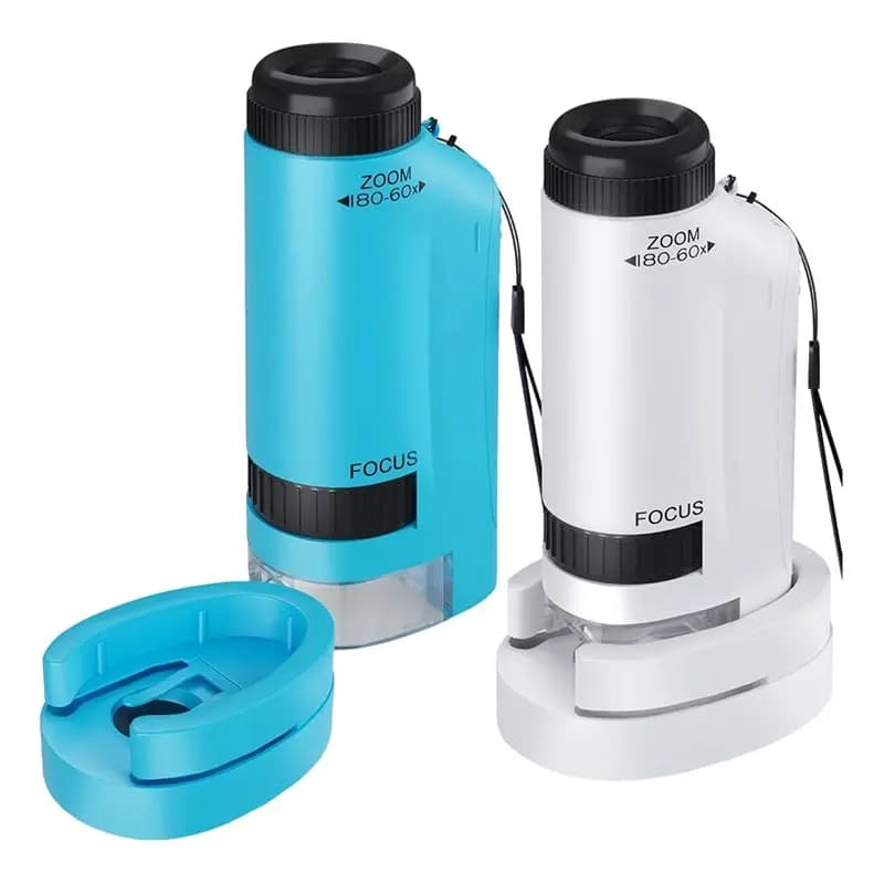 Microscopio Portatile A02F-Mini per Bambini, Zoom 60X-180X, LED, STEM e Scienza, Piccolo Scienziato Tascabile