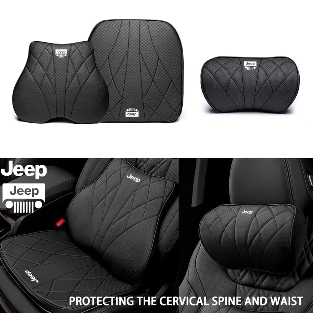 Car Headrest Lumbar Support Shoulder Pillow Memory Cotton Waist Backrests Cushions For Jeep Grand Cherokee Wrangler JK Gladiator