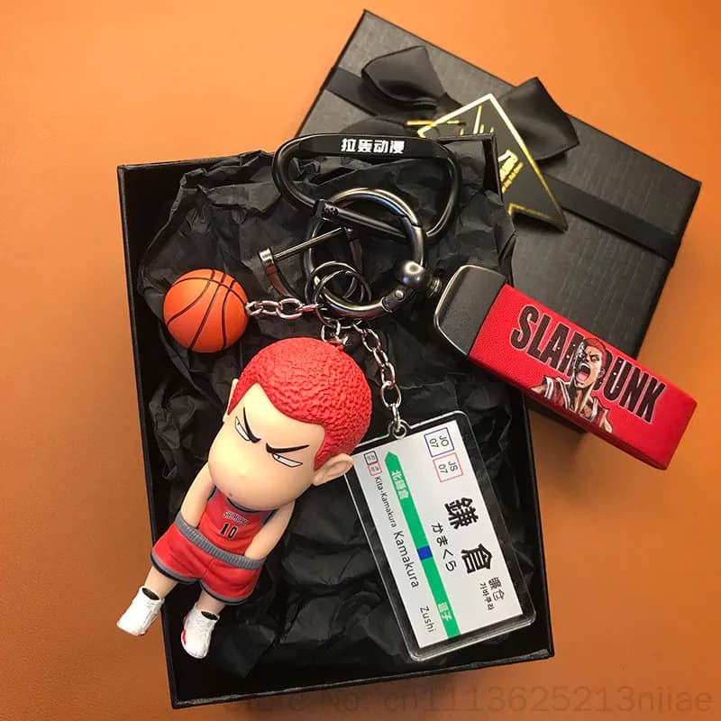 Slam Dunk Sakuragi Hanamichi Keychain Pvc Resin Alloy Carabiner Car Hanging Ornament Bag Pendant For Couple Men Women