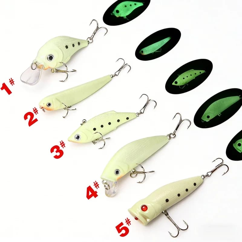 Set di Esche Speciali per Lancio Lungo per Bass e Luccio con Esca Rigida Luminescente Notturna e Piccola Esca Artificiale Bionica VIBMinobo
