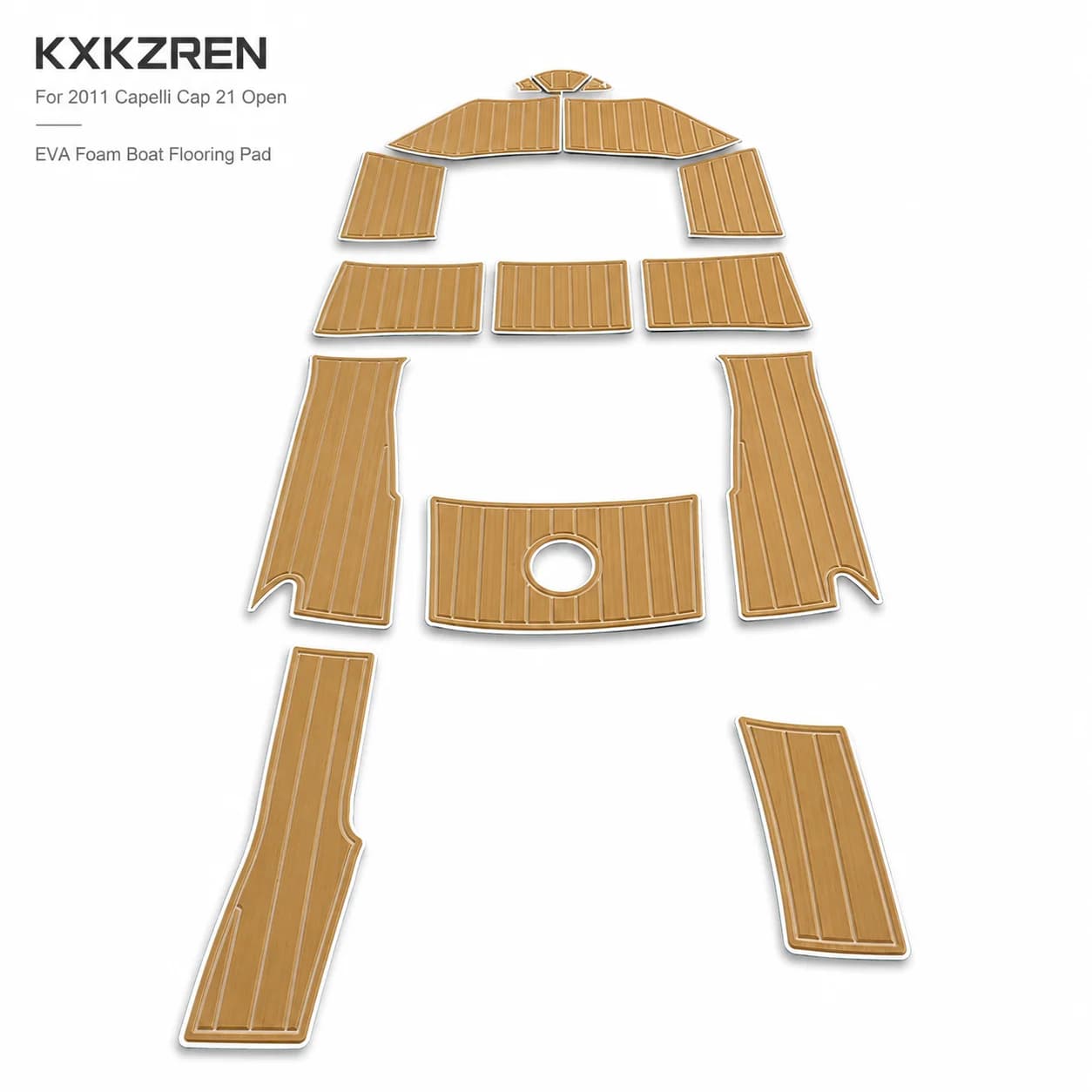 KXKZREN EVA Foam Marine Flooring Kit for 2011 Capelli Cap 21 Open Non Slip Boat Deck Mats Cockpit Swim Platform Teak Style Set