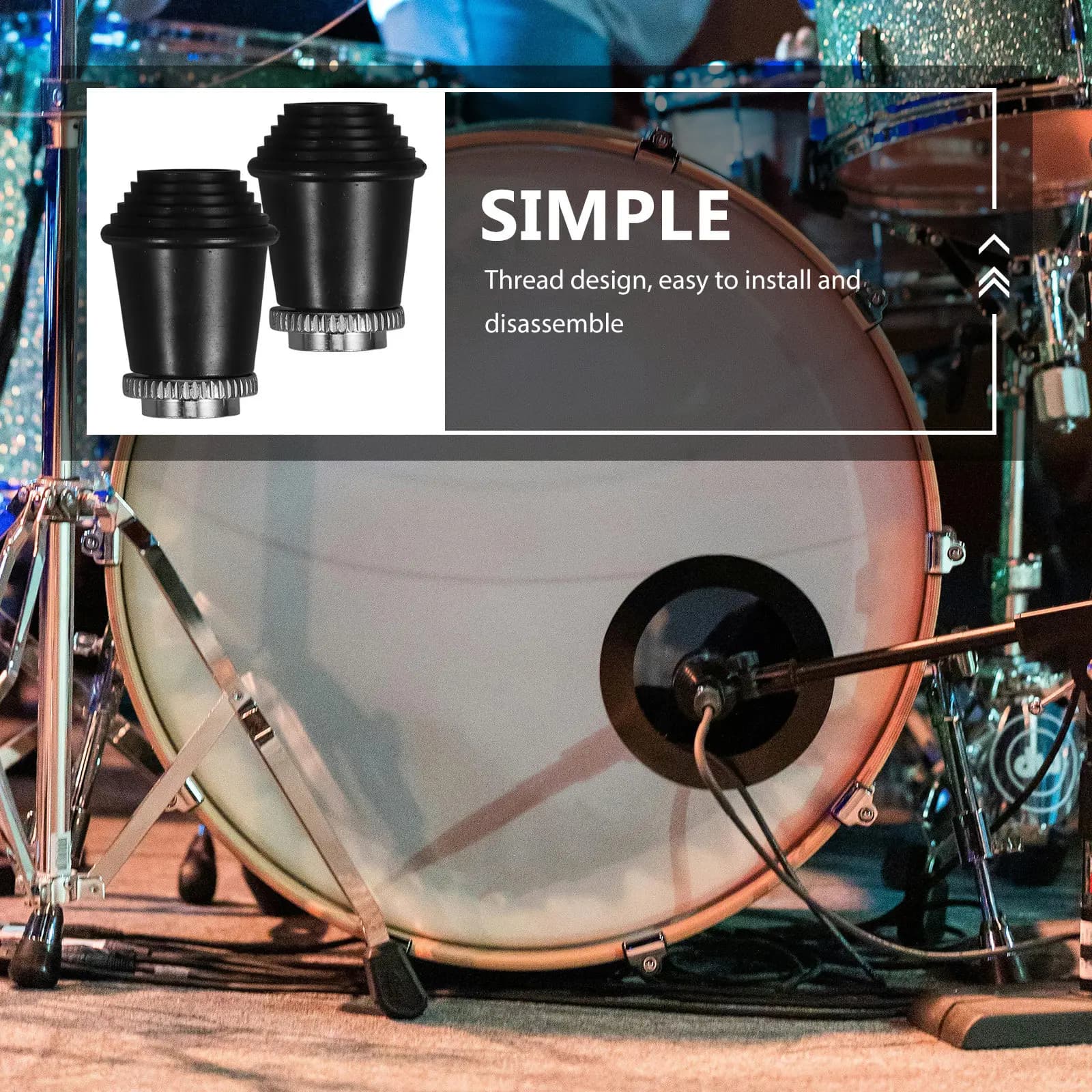 2 Pezzi Piedini in Gomma Neri Antiscivolo Multigranulati per Supporto Batteria, Protezioni per Gambe di Rack per Batteria che Migliorano l'Attrito, per Musicisti e Band