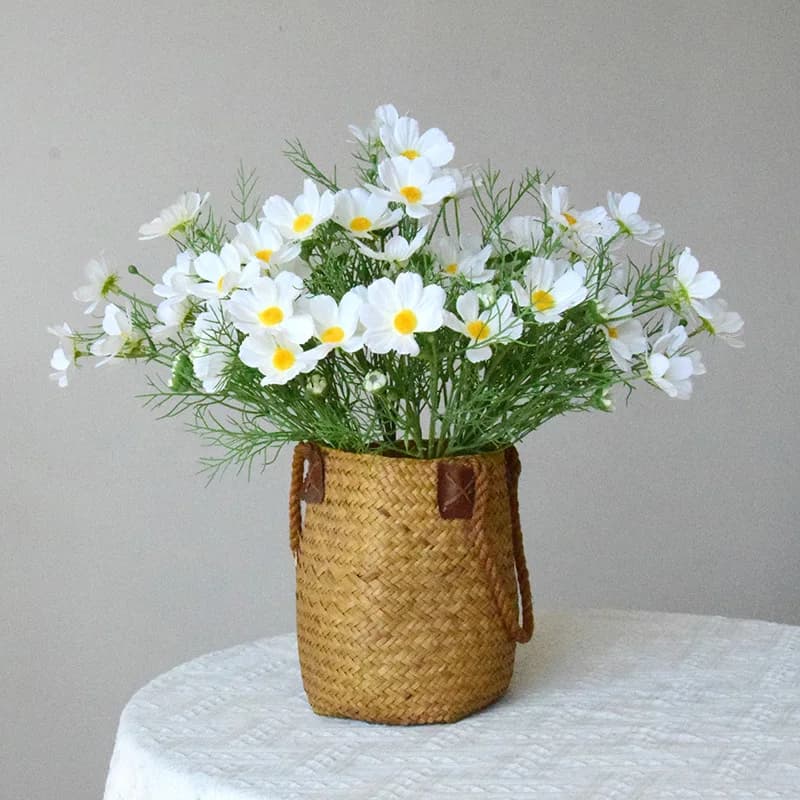 12pcs Simulation 5 Heads Coreopsis Branch Silk Fake Flowers Green Plant Auditorium Decoration Artificial Pink Gesang Flower