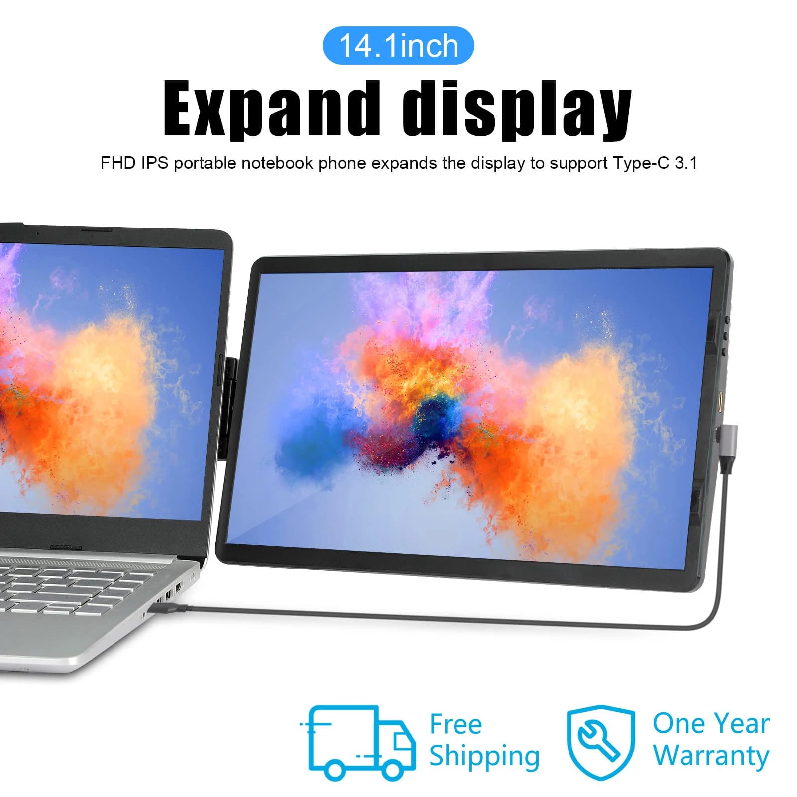 14 inch LCD monitor folding screen for 6 inch laptop for office conferences Type C Computer phone switch Play monitor panel PS4/5