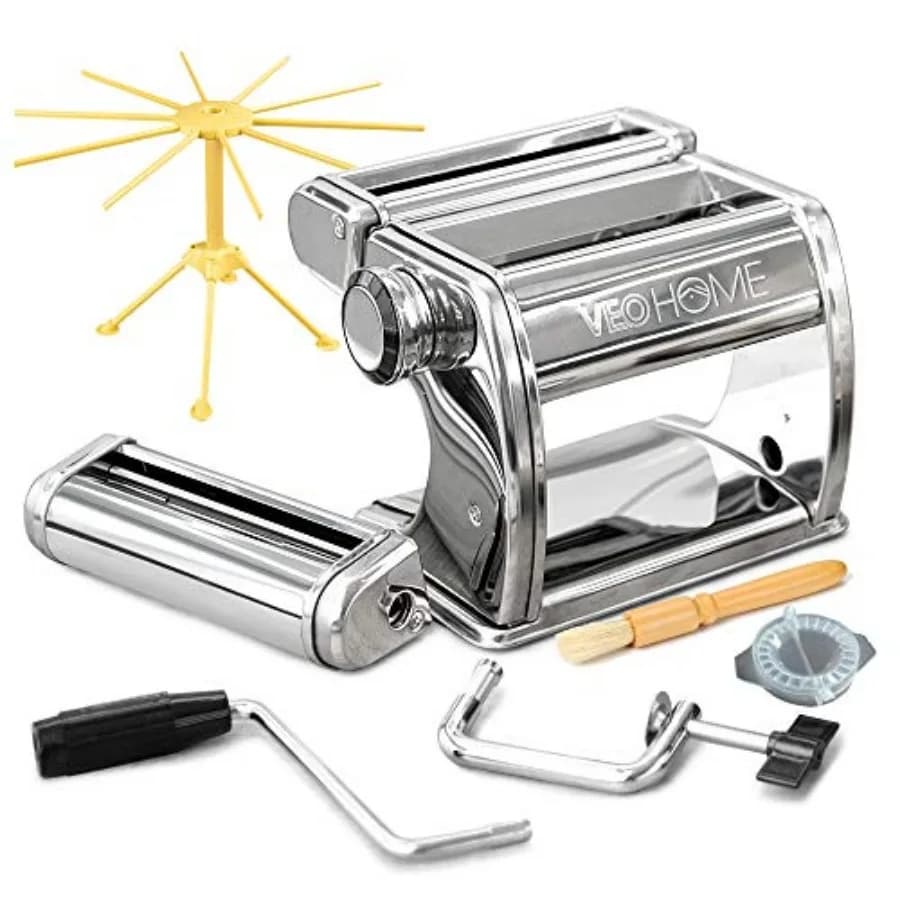 Macchina per Pasta Manuale con Asciugatore - Macchina Multifunzione in Acciaio Inox per Pasta Italiana con Impostazioni Regolabili e Lama Affilata