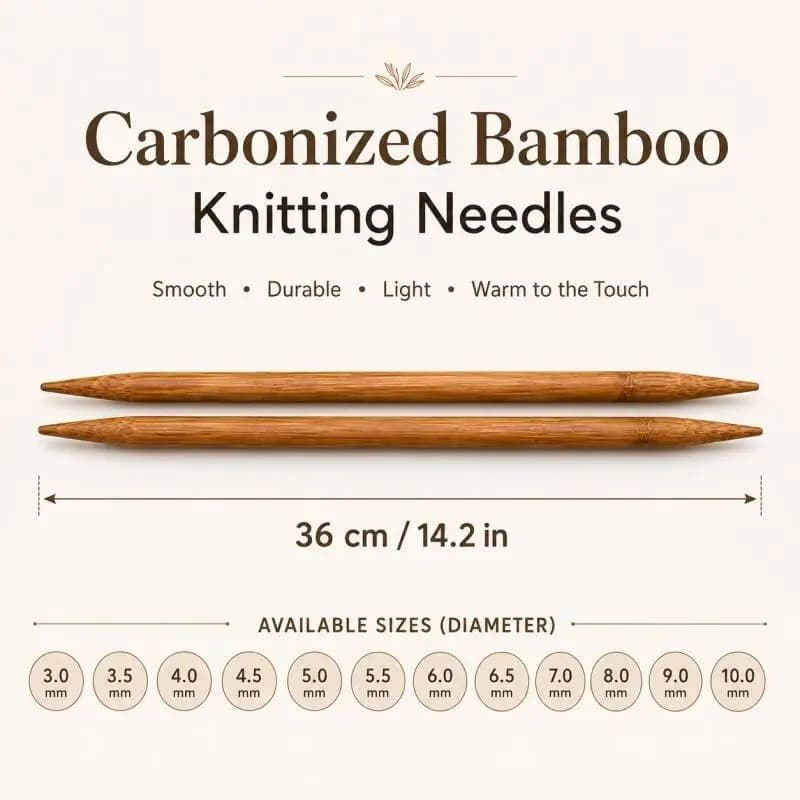 4/2 Pcs 3-10mm Sweater Knitting Needles Bamboo Double-Ended Knitting Needles Brown Crochet Hooks 36cm DIY Knitting